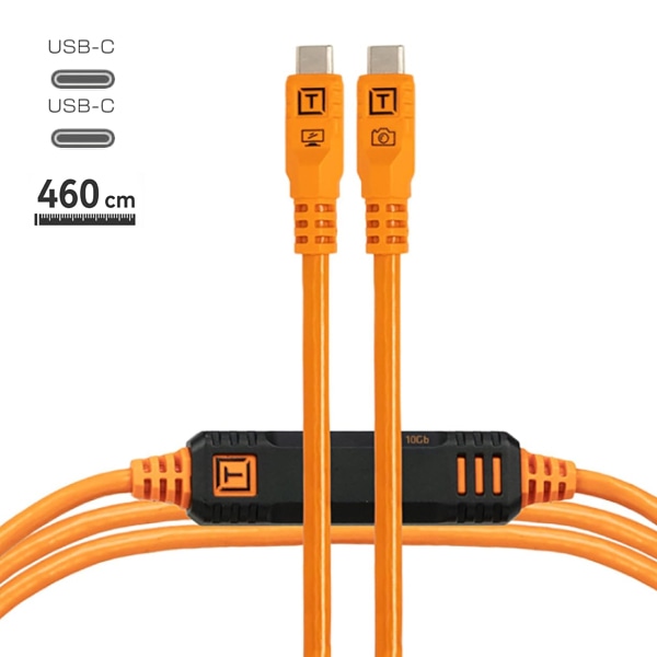【-6/14キャンペーン】TETHER TOOLS(テザーツールズ) テザープロ オプティマ 10G USB-C ケーブル(4.6m) オレンジ CUC15G2-ORG