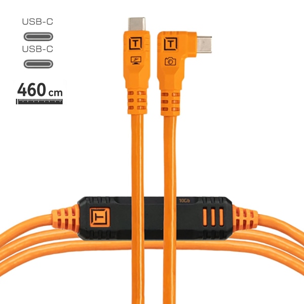 【-6/14キャンペーン】TETHER TOOLS(テザーツールズ) テザープロ オプティマ 10G USB-C ケーブル ライトアングル(4.6m) オレンジ CUC15RTG2-ORG