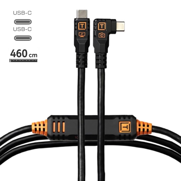 【-6/14キャンペーン】TETHER TOOLS(テザーツールズ) テザープロ オプティマ 10G USB-C ケーブル ライトアングル(4.6m) ブラック CUC15RTG2-BLK