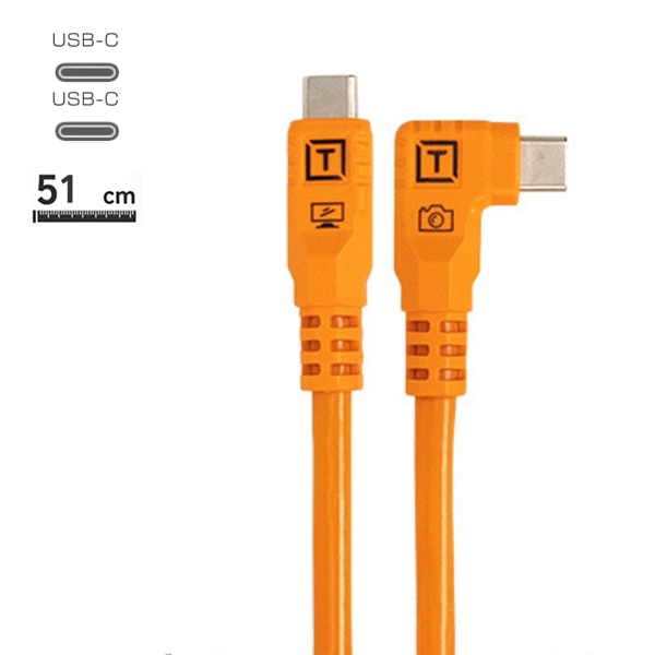 【予約受付中/-6/14キャンペーン】TETHER TOOLS(テザーツールズ) テザープロ オプティマ 10G USB-C ケーブル ライトアングル（51cm） CUCRTC1G2-ORG